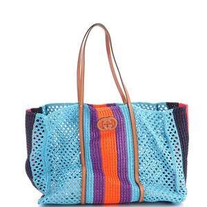 Gucci Interlocking G Web Tote Raffia #335545G18B